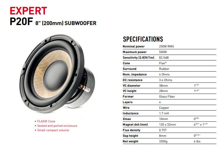 Focal Flax Cone 8 Subwoofer SUBP20F – Syntech Motorsports